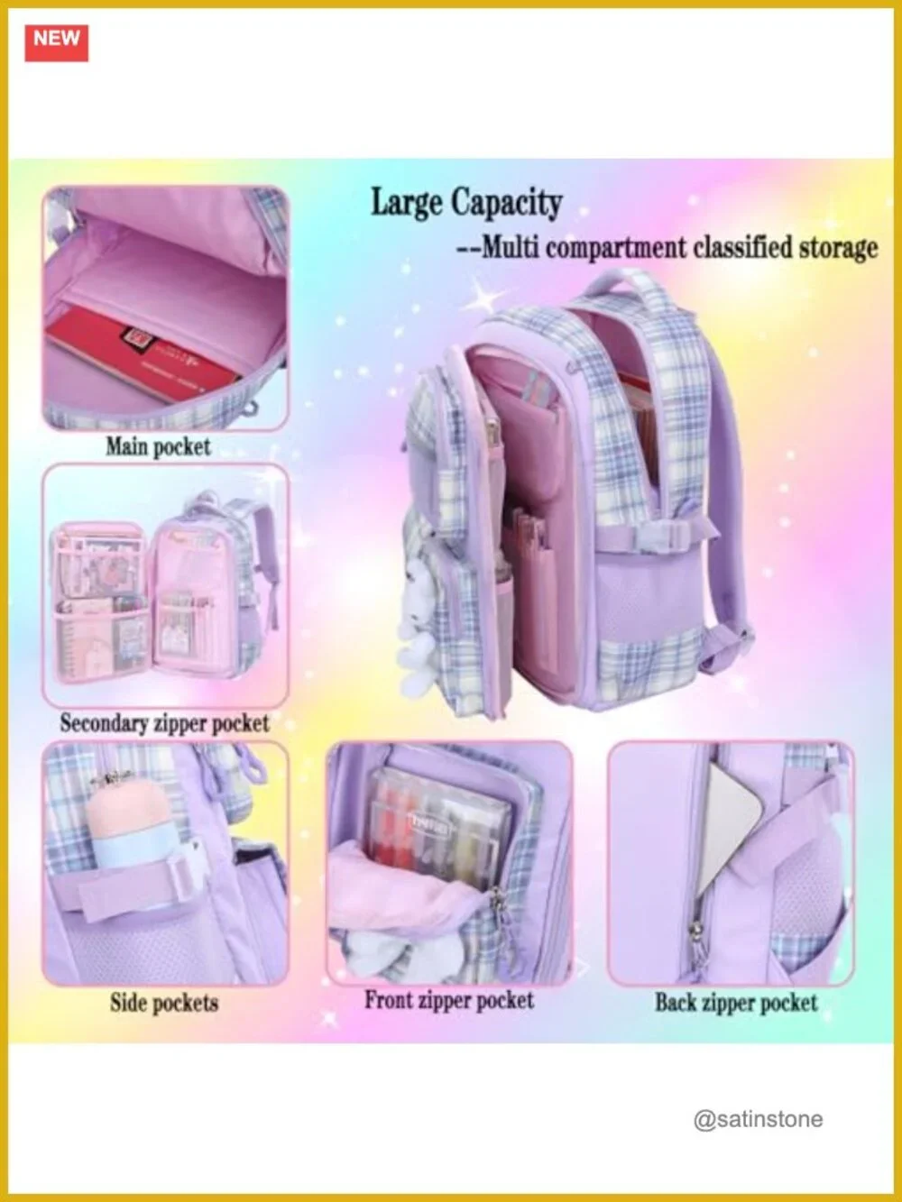 Girls Rabbit Backpack with Pencil Case Set Nylon Kids Elementary School Bag